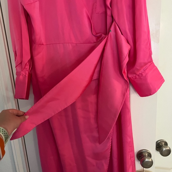 Eloquii Pink Satin Wrap Maxi Dress - Picture 9 of 12